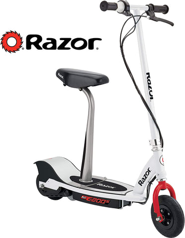 Razor E200S Seated Electric Scooter - White/Red