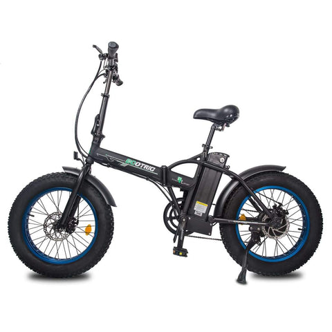 20" Flat Tire Blue 48v Electric Bike with LCD Screen by Ecotric