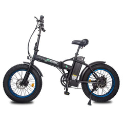 20" Flat Tire Blue 48v Electric Bike with LCD Screen by Ecotric