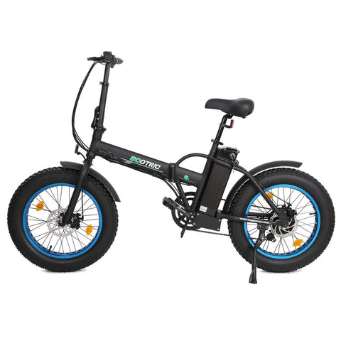 20" Flat Tire Black/Blue Electric Bike by Ecotric