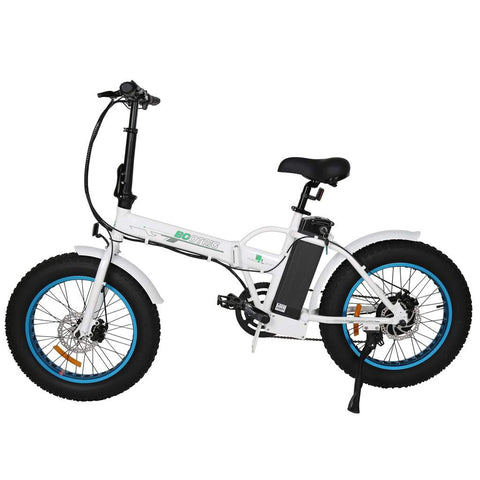 20" Flat Tire White/Blue Electric Bike by Ecotric